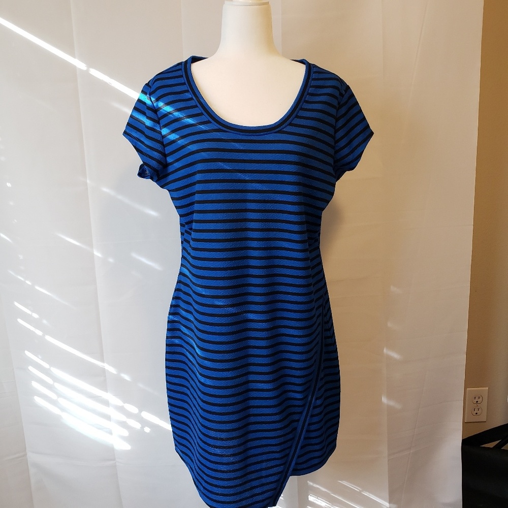 No Boundaries Mini Dress Blue & Black Strips Size 2XL